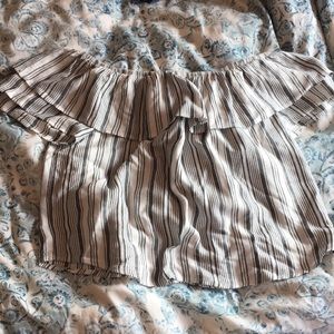 off the shoulder grey shirt